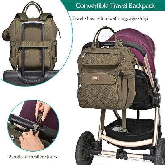 Diaper Bag Backpack, BabbleRoo Multifunction Large Baby Bags with Changing Pad - Picture 6 of 6